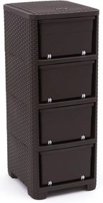 Tmavohnedá plastová vysoká kúpeľňová skrinka 33x79 cm Rattan – Curver