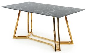 Stôl Konami 160 Sklo/Oceľ – Čierna/Zlatá