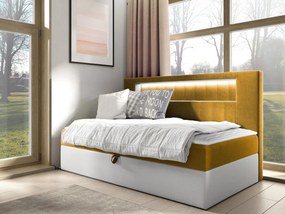 Kontinentálna jednolôžková posteľ Junior Ribezo 2, Rozmer postele: 100x200, Dostupné poťahy: ekokoža Soft 017 (biela) + Fresh 37