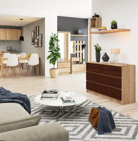 Komoda Kapil (dub sonoma + wenge). Akcia -22%. Vlastná spoľahlivá doprava až k Vám domov. 1069024