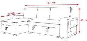 Univerzálna rohová rozkladacia sedacia súprava Catini PORTIVA s úložným priestorom a USB sivá