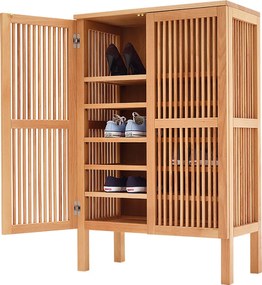 Drevený botník na topánky BOB, 80x40x123 cm Čerešňa