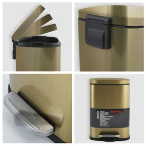 Nášľapný oceľový odpadkový kôš v matne zlatej farbe 5 l Akira – Spirella