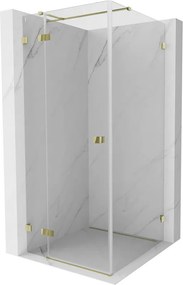 Mexen Lunar T, sklápací sprchový kút ľavý 110 x 110 cm, 8mm číre sklo, zlatý profil, 834T-110-110-50-00-L