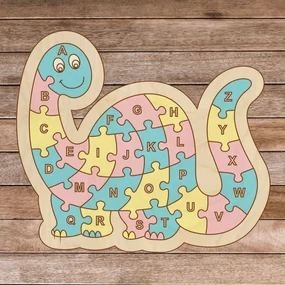 Detské drevené puzzle - Dinosaurus a abeceda A-ZET 26 dielikov | SENTOP H006 H006