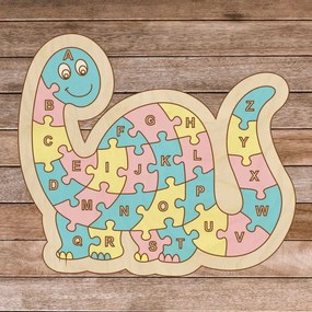Detské drevené puzzle - Dinosaurus a abeceda A-ZET 26 dielikov | SENTOP H006 H006