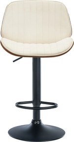 Barová stolička Nova - koženka, čierny rám - Orech / Krémová