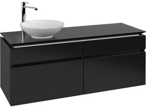 VILLEROY &amp; BOCH Legato závesná skrinka pod umývadlo na dosku (umývadlo vľavo), 4 zásuvky, 1400 x 500 x 550 mm, Black Matt Lacquer, B58800PD