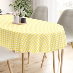 Goldea oválny teflónový obrus - žlté kocky 140 x 220 cm