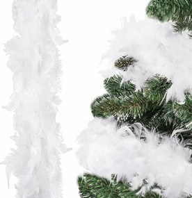 SPRINGOS Vianočná reťaz Girlanda 4m z pravého peria biela