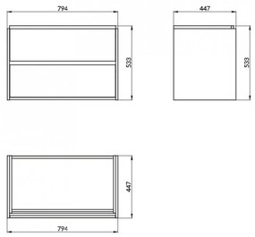 Cersanit Crea, závesná skrinka 794x447x533 mm, biela lesklá, S924-004