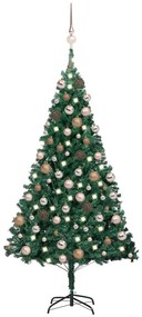 Umelý vianočný stromček s LED a súpravou gulí zelený 180 cm PVC 3077622