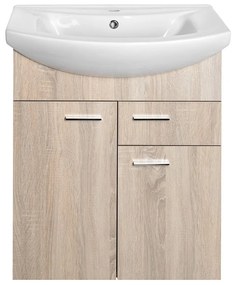 Aqualine Aqualine, ZOJA umývadlová skrinka 61,5x74x32cm, 2x dvierka, 1x zásuvka, dub platin, 51165