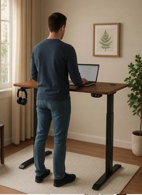 Elektrický výškovo nastaviteľný stôl 72 - 117 cm - orech, čierna Šírka: 60 cm | Dĺžka: 120 cm