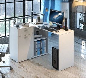 Rohový PC stolík Kalimero - biela