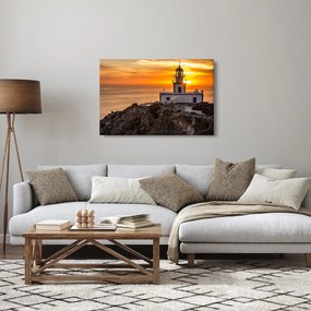 Obraz majáka pri západe slnka (90x60 cm)
