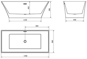 Mexen IBIZA, voľne stojaca vaňa 170 x 80 cm + sifón automat, chrómová zátka, biela, 57021708000