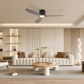 ZEVENTI - stropný LED ventilátor VENTORA LED/24W/230V Wi-Fi Tuya čierna/orech + diaľkové ovládanie