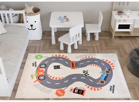 Krémový prateľný detský hrací koberec 160x230 cm Race Garage – Vitaus