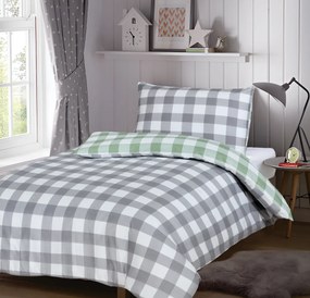 Obliečky z mikrovlákna COUNTRY CHECK zeleno-sivé Rozmer obliečky: 70 x 90 cm | 140 x 200 cm