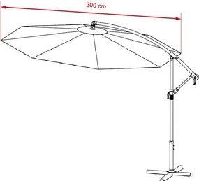 Avenberg Veľký nastaviteľný slnečník Sunny LED300, sivý