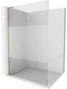 Mexen Kioto L, sprchová zástena Walk-In 80 x 200 cm, 8mm číre sklo-námraza, zlatý lesklý profil,800-080-103-50-35