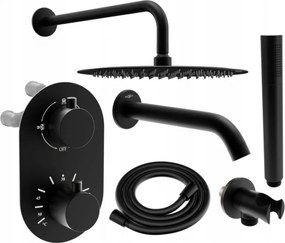 Mexen Kai DR70 podomietková vaňová a sprchová súprava s dažďovou sprchou 30 cm, čierna, 77602DR70301-70