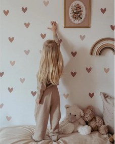 Samolepka do detskej izby sada srdca cappuccino ružová, modrá 6,5 cm