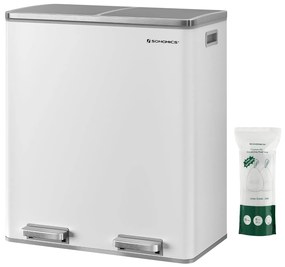 Odpadkový koš s víkem JORDAN 2x30 l bílý