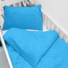 Biante Detské posteľné obliečky do postieľky Minky 3D bodky MKP-034 Modré Do postieľky 90x120 a 40x60 cm