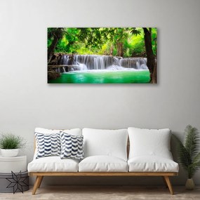 Obraz Canvas Vodopád jazero les príroda 100x50 cm