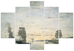 Obraz - Eugène Boudin, Entrance to the Harbor, Le Havre, reprodukcia (150x105 cm)