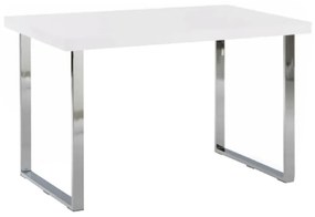 Jedálenský stôl, biela HG + chróm, 130x80 cm, TALOS