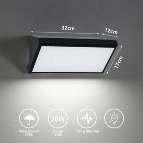 Brilagi - LED Vonkajšie nástenné svietidlo TRIANGLE LED/20W/230V čierna IP65