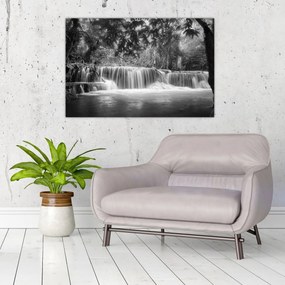 Obraz - Čiernobiely vodopád (90x60 cm)