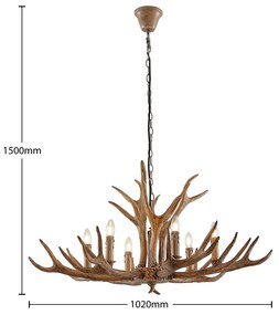 Lindby Tejask závesná lampa, parožie 6-pl., 102 cm