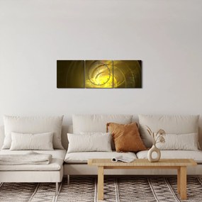 Obraz žltej abstraktnej špirály (s hodinami) (90x30 cm)