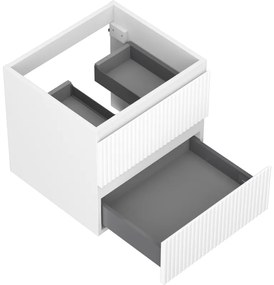 Mexen Rivel, kúpeľňová skrinka 50 cm, 2 zásuvky, drážkovaná, biela matná, 91A20-05047-2-BFF01