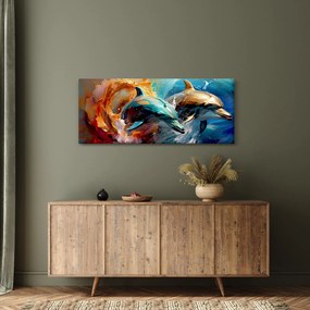 Obraz - Maľba delfínov (120x50 cm)
