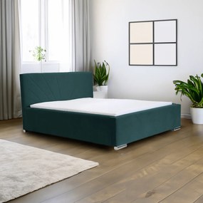 Čalúnená posteľ s úložným priestorom a matracom LEKS Tyrkysový 140 x 200 cm