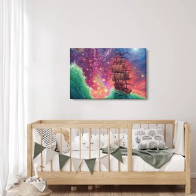 Obraz - Loď s vesmírnou oblohou (90x60 cm)