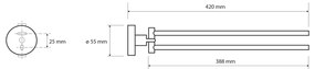 Sapho Sapho, X-ROUND dvojitý držiak uterákov 420mm, otočný, chróm, XR405