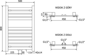Mexen Uran vykurovacie teleso 800 x 500 mm, 359 W, čierna, W105-0800-500-00-70