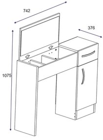 Toaletný stolík INCI 74 cm biely