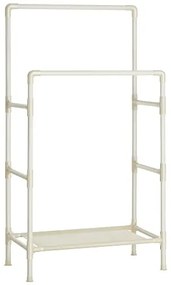 Stojan na oblečenie, 2 závesné tyče, 1 polica, 154x84x44cm, biely