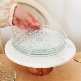 Sada 6 sklenených dezertných tanierov CrystalBloom 19 cm