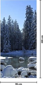 Fototapeta na dvere - Zasnežený les (95x205cm)