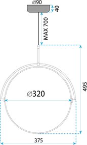 Toolight Toolight, LED stropné svietidlo 35cm APP1426-C, čierna, OSW-01880