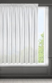 Biela záclona na páske ESEL vyrobená z hladkej lesklej látky 350x150 cm