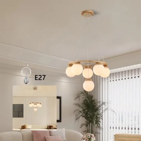 Brilagi - Luster na lanku VISBY WOOD 6xE27/60W/230V priemer 58 cm kaučukovník